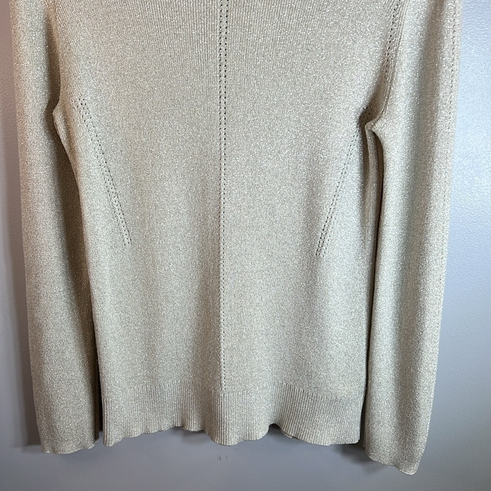 ELLEN Tracy Crew Neck Gold Sparkle Sweater Size Large - Picture 4 of 9